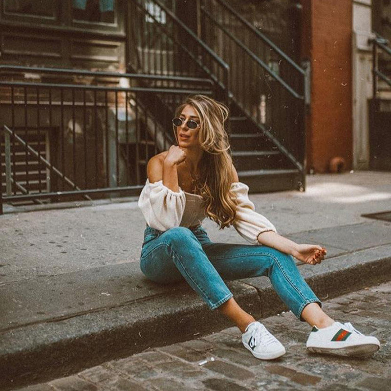 One-shoulder cropped cardigan sweater